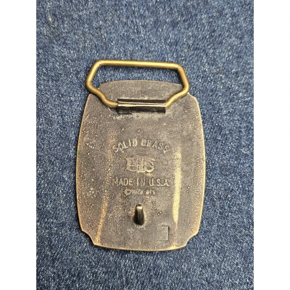 Vintage 1978 Solid Brass BTS Deer Bucks Belt Buckle